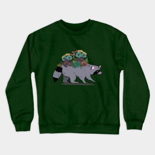 Raccoon with Wildflowers, Trash Panda Crewneck Sweatshirt